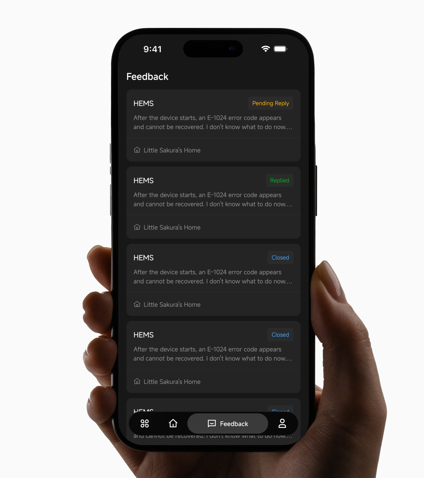 Installer app solar device view on a phone