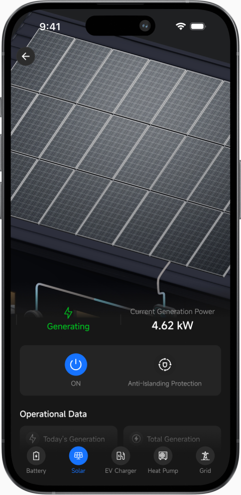 Solar device and generation screen
